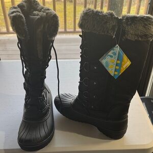 Dream Pairs Black Faux Fur Winter Boots